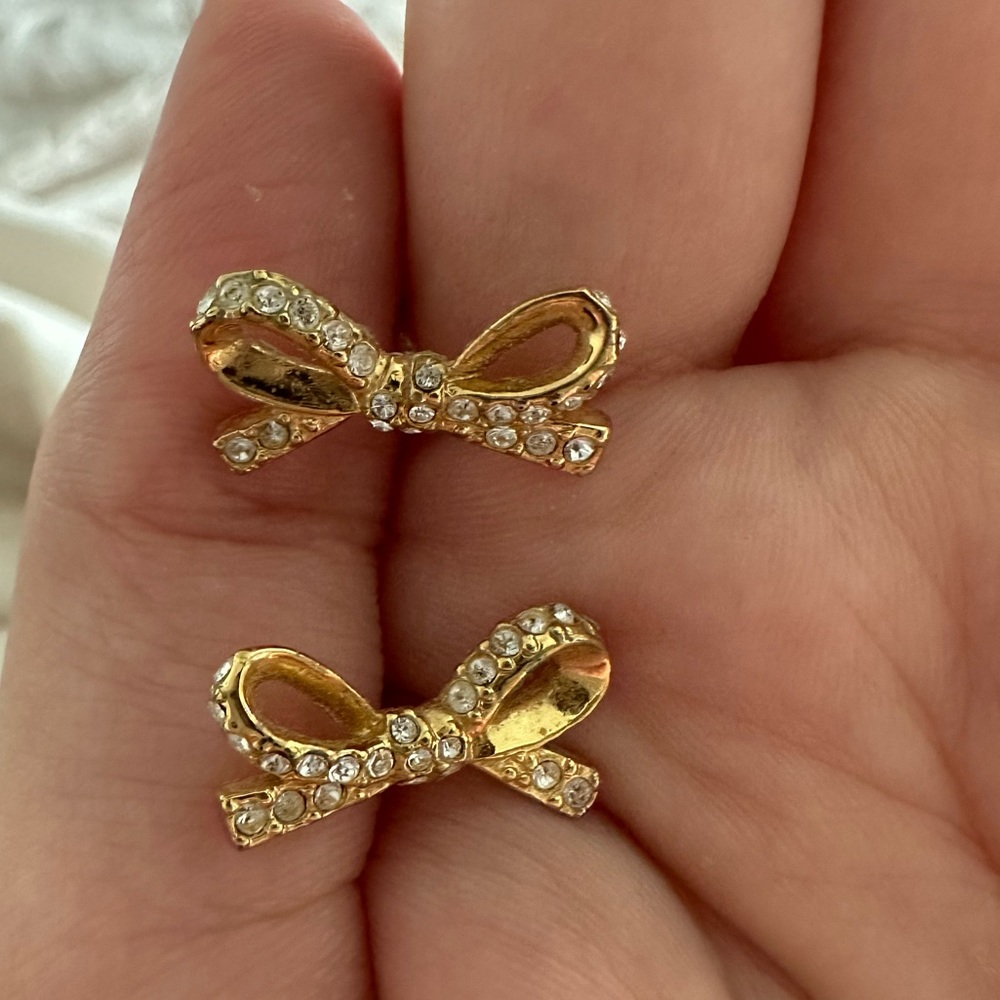 Gold Kate Spade bow earrings